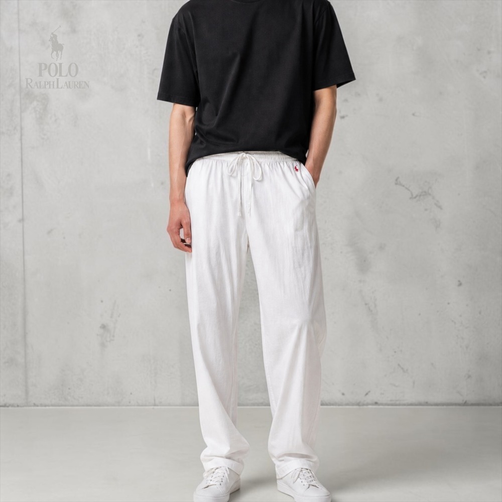 NWOT Polo Ralph Lauren Mens Pajama Lounge Pants Size Large L White Cotton